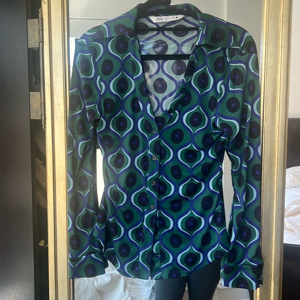 Zara print blouse like new worn once